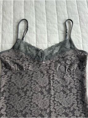 Aeropostale Gray Lace Sheer Cami with Spaghetti Straps